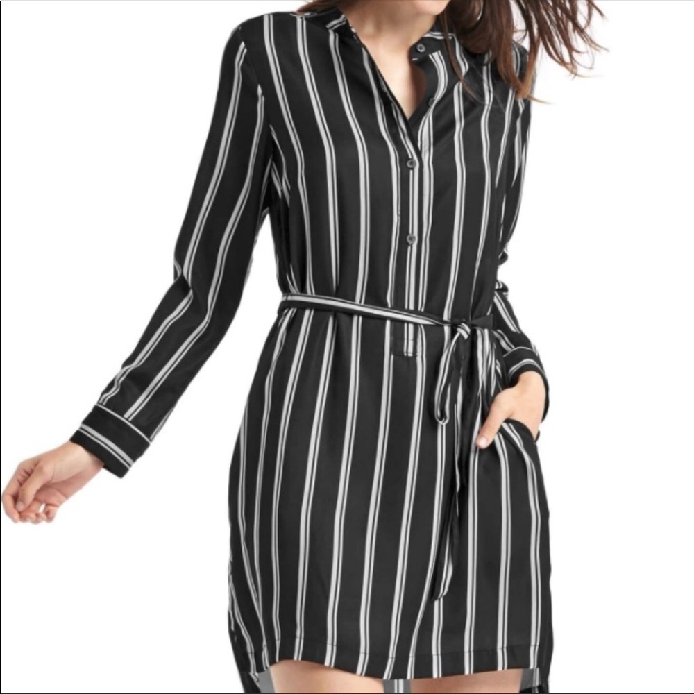 Gap Tie Waist Long Sleeve Shirt Dress